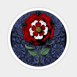 Vintage Tudor Rose on Stem Red and White Magnet